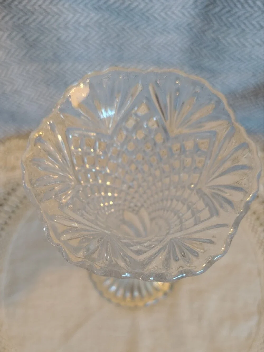 Clear Cut Glass Trumpet Vase - Elegant Home Accent